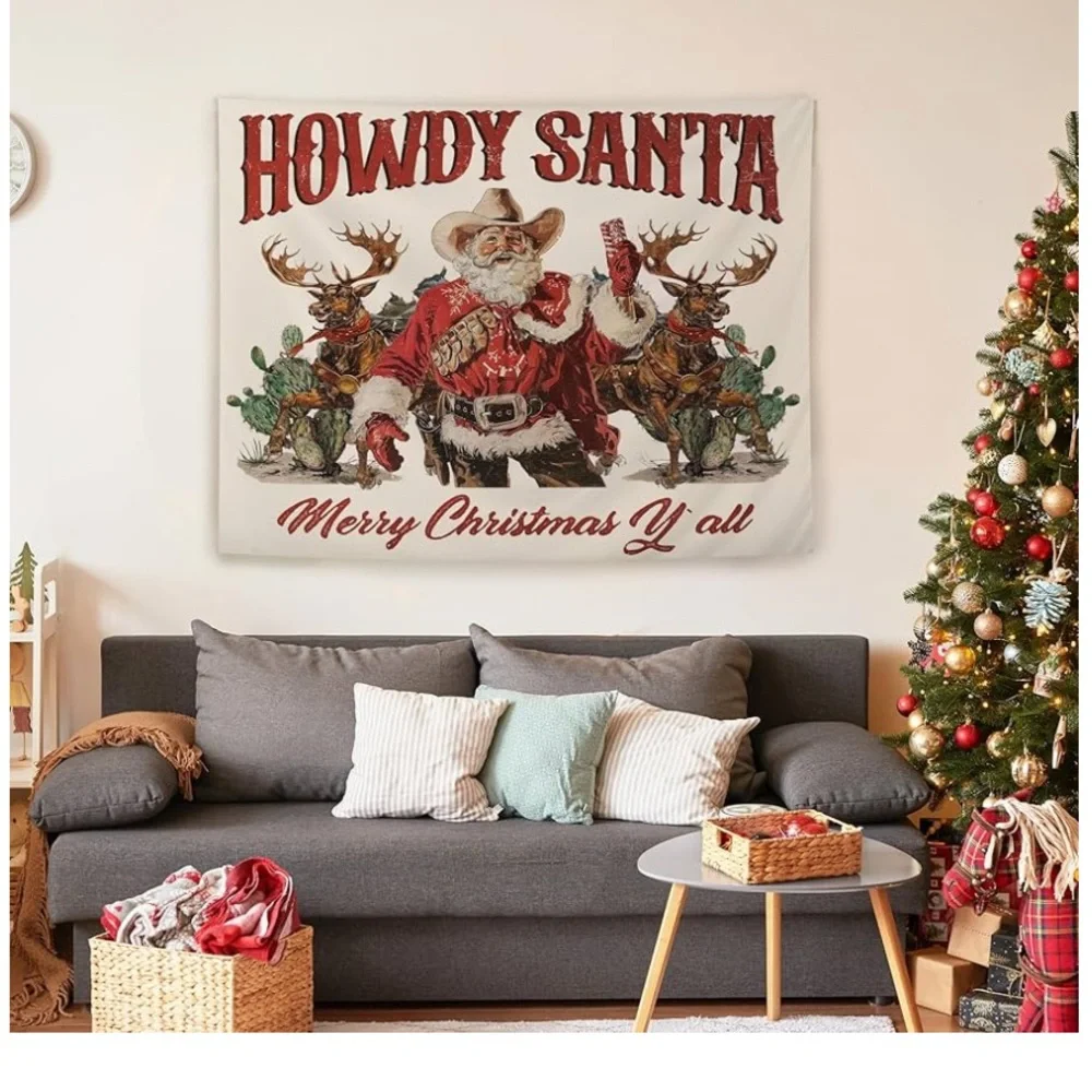 Howdy Santa Christmas Tapestry - Red and White